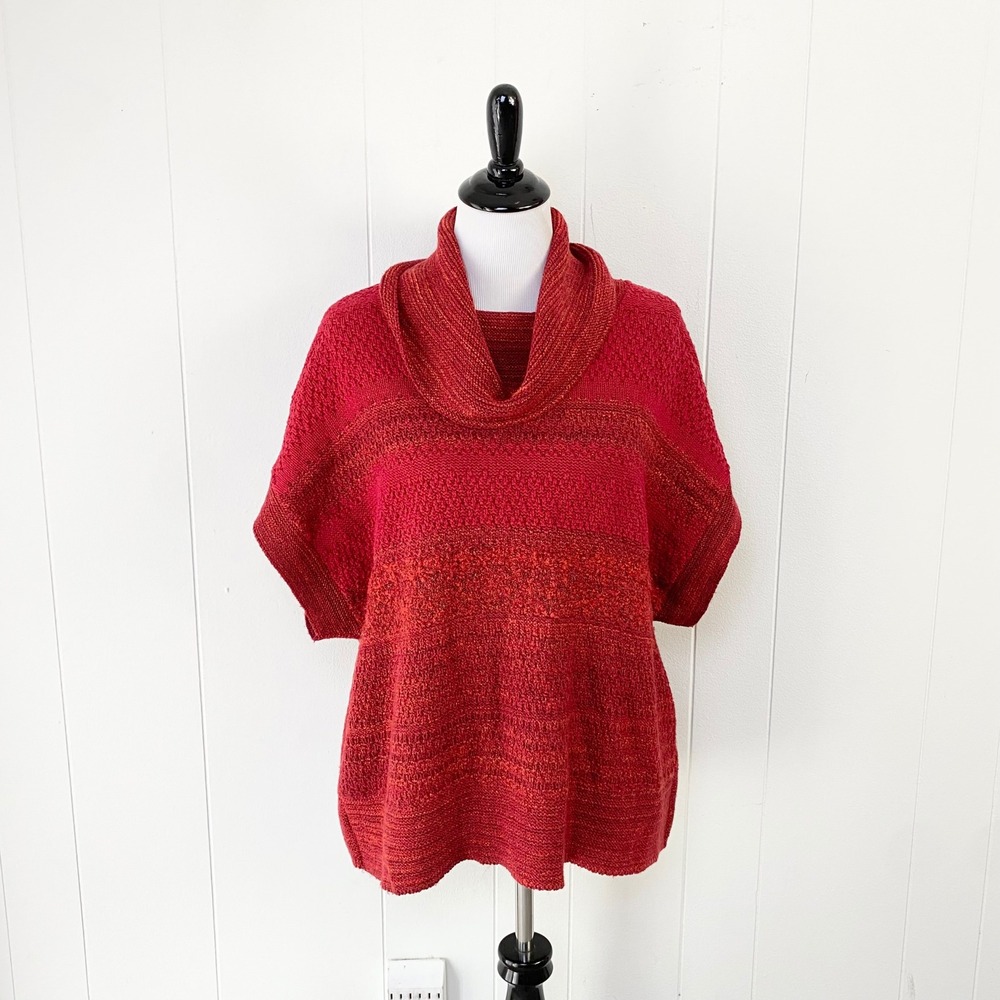 Coldwater Creek Red Marled Cowl Neck Short Sleeve Sweater Size Medium 10-12